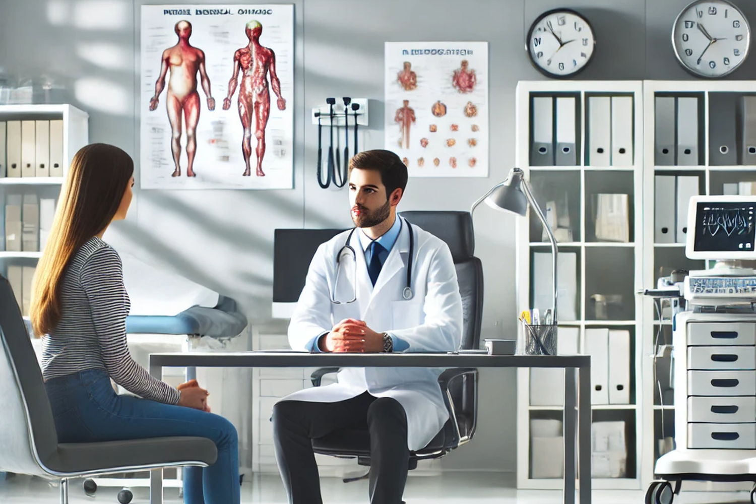Doctor discussing medication assisted treatment (MAT) for opioid use disorder (OUD) with a patient
