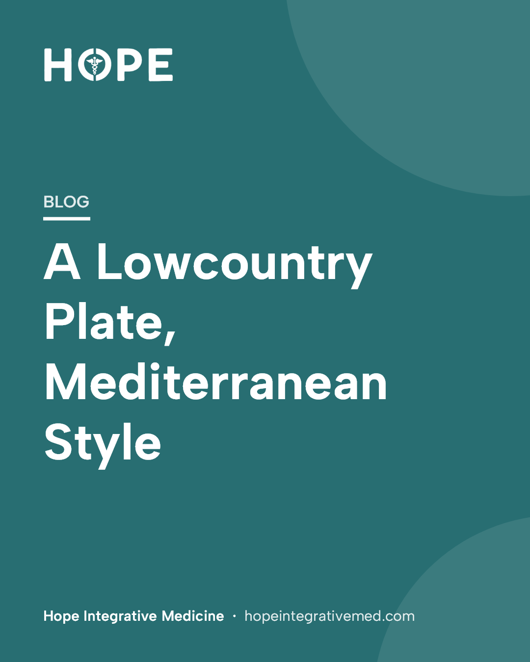 Title card: A Lowcountry Plate, Mediterranean Style.