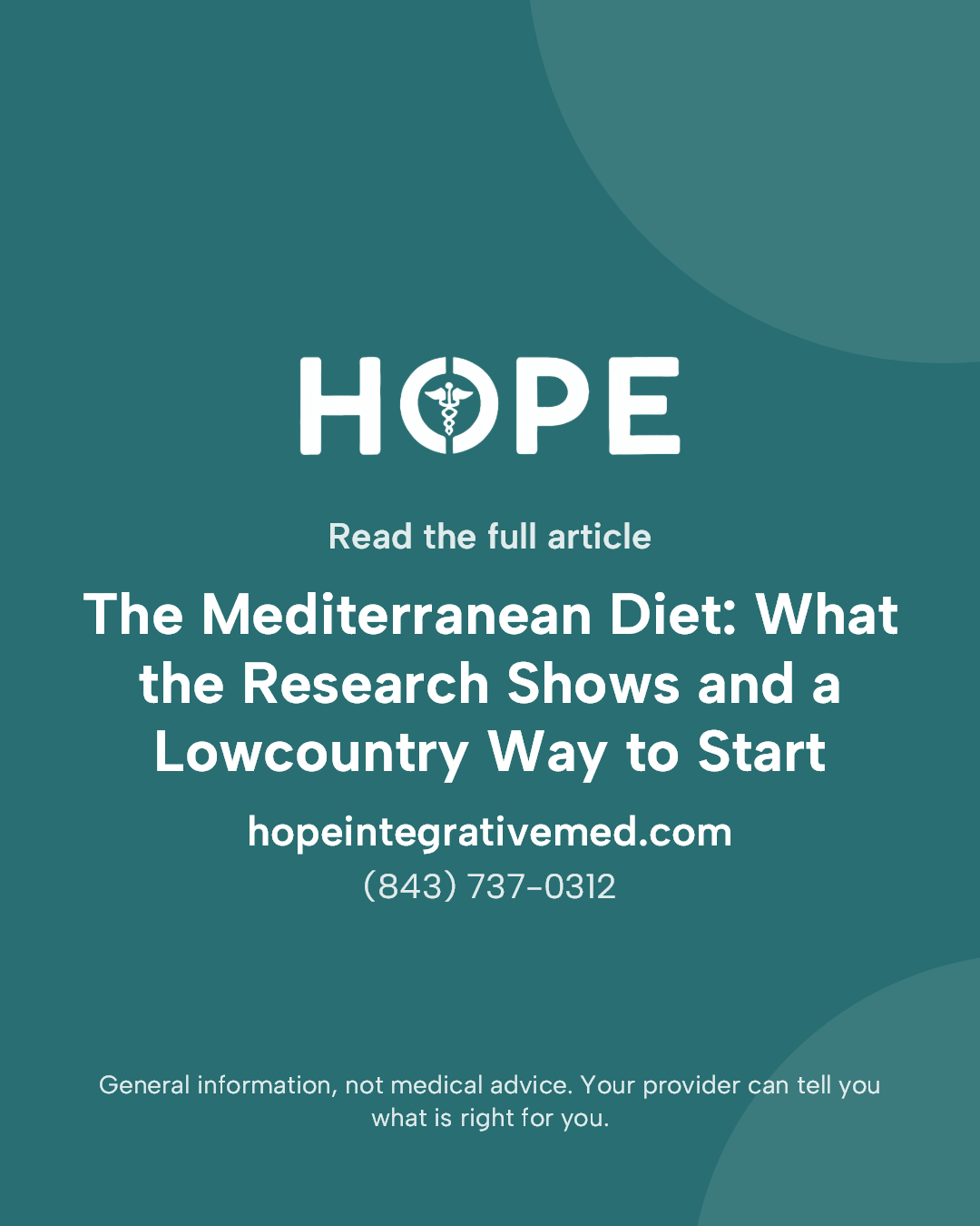 Read the full article: The Mediterranean Diet: What the Research Shows and a Lowcountry Way to Start.
