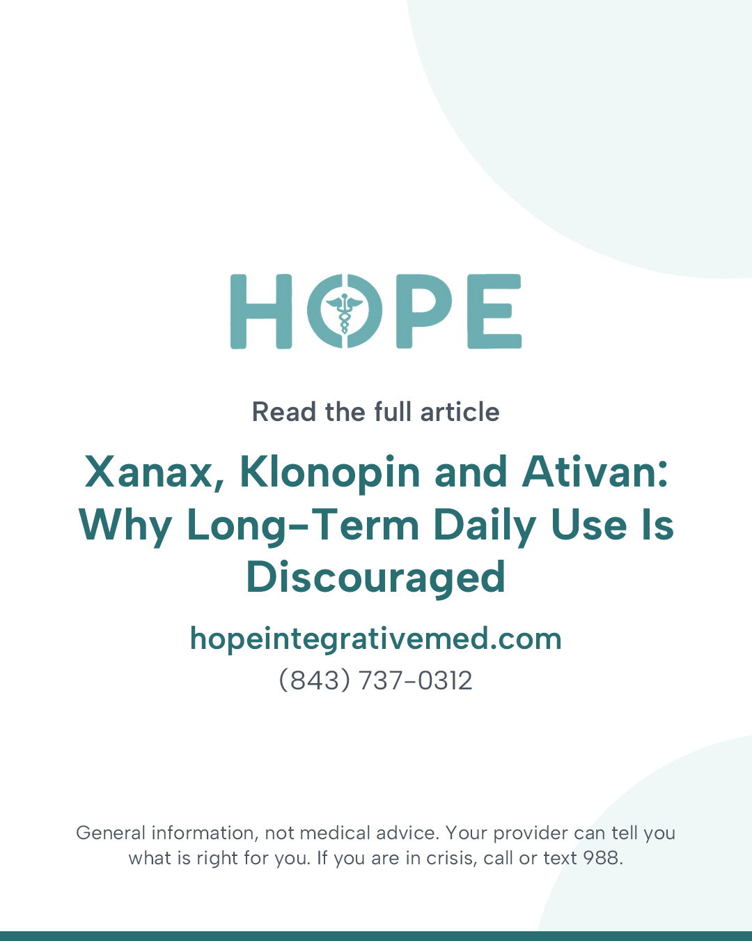 Read the full article: Xanax, Klonopin and Ativan: Why Long-Term Daily Use Is Discouraged.