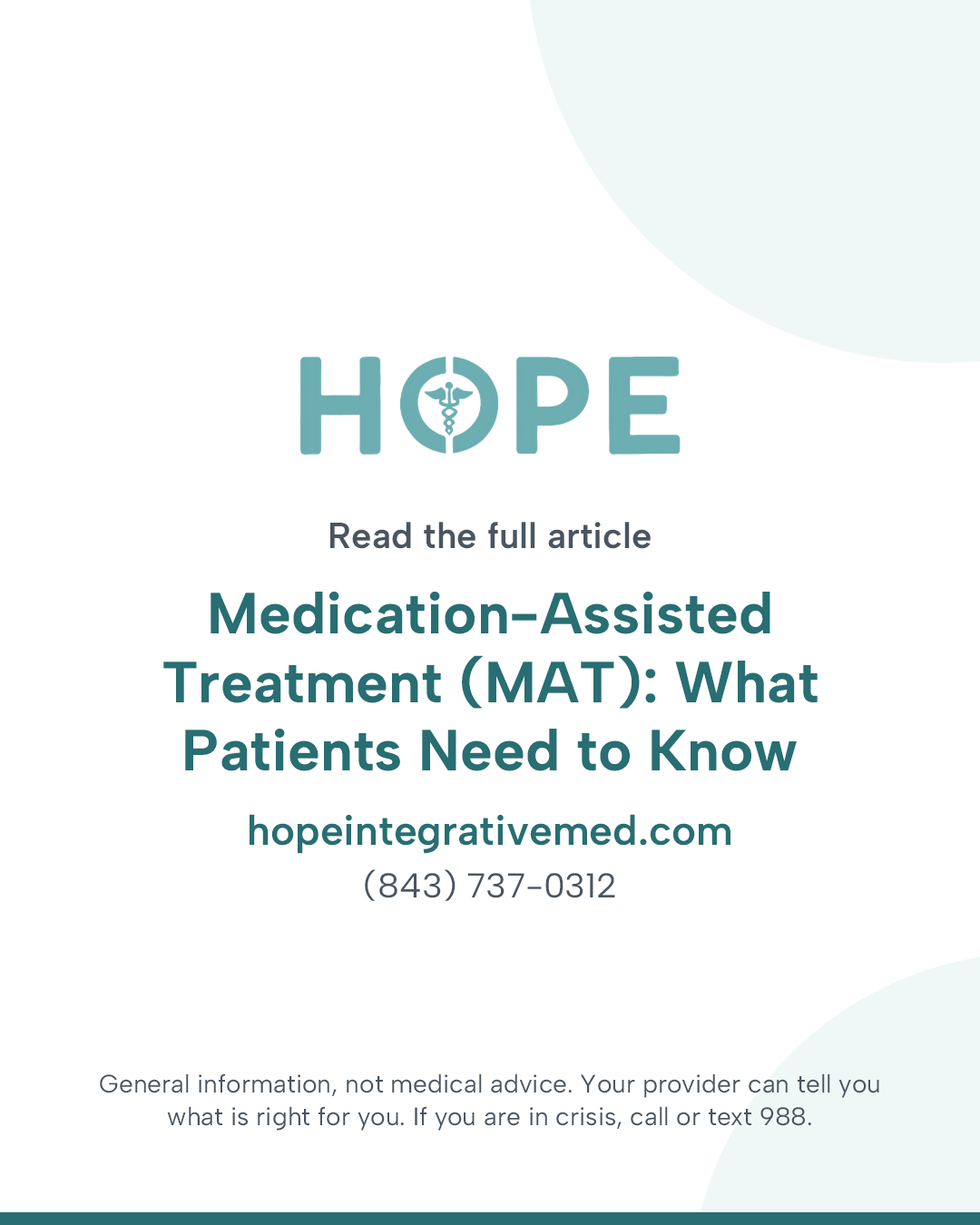 Read the full article: Medication-Assisted Treatment (MAT): What Patients Need to Know.