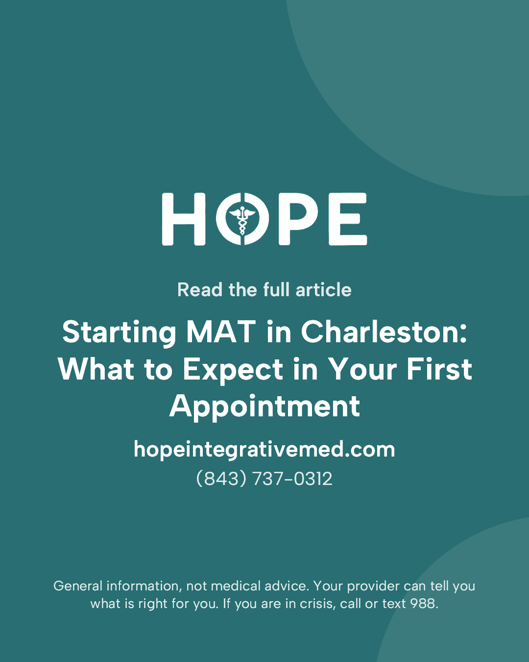 Read the full article: Starting MAT in Charleston: What to Expect in Your First Appointment.