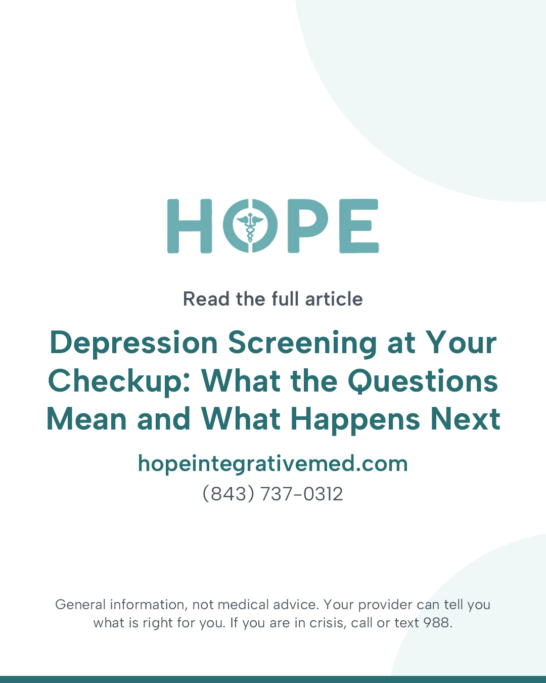 Read the full article: Depression Screening at Your Checkup: What the Questions Mean and What Happens Next.